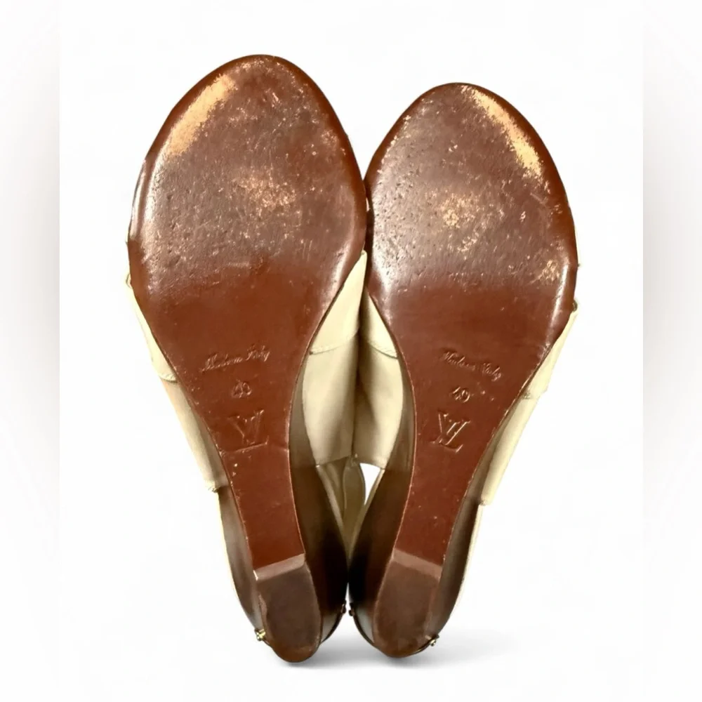 Louis Vuitton Cream Wedge Sandals